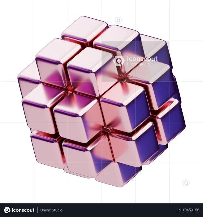 Cluster de cubo geométrico abstrato cromático  3D Icon