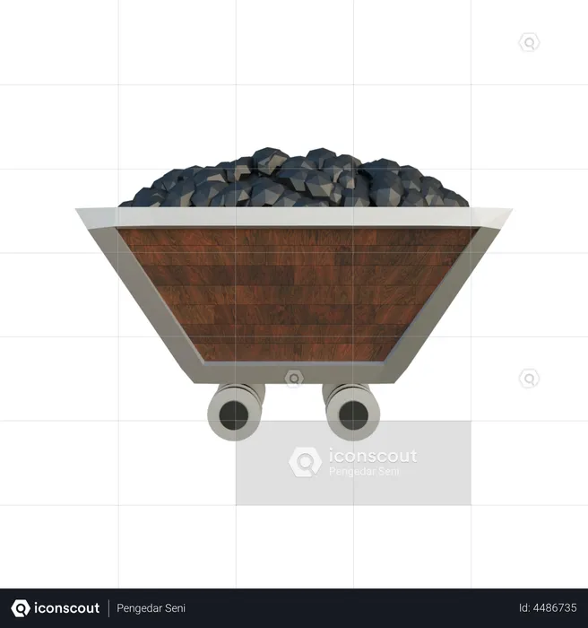 Coal Mine Cart  3D Illustration