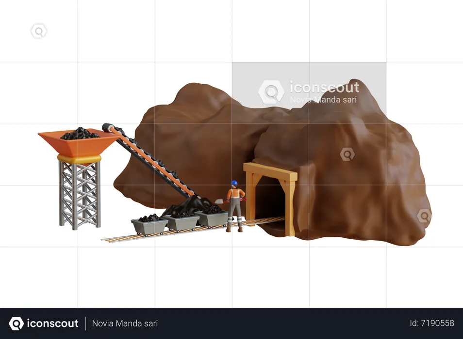 Coal mining industry 3D Illustration download in PNG, OBJ or Blend format