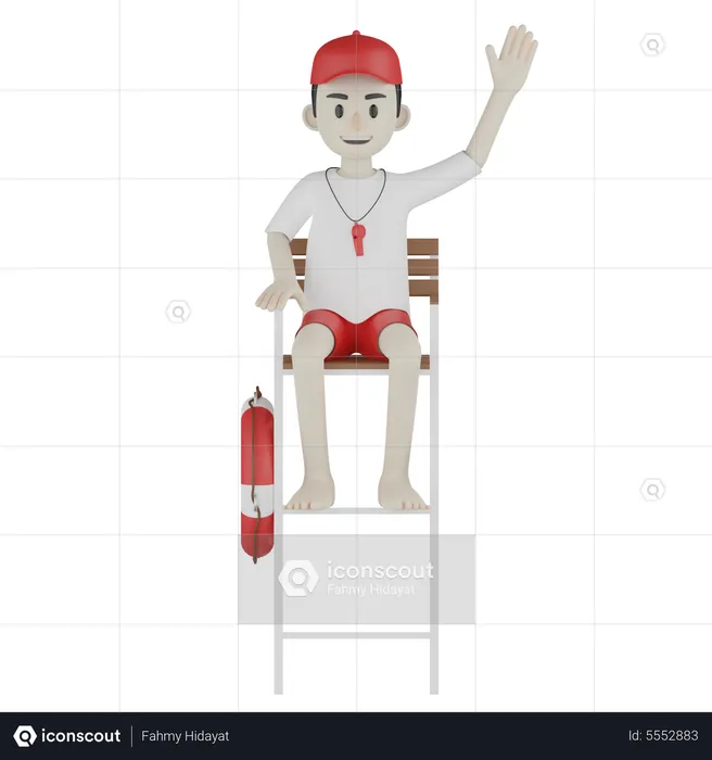 Coast Guard Seating on chair  3D Illustration