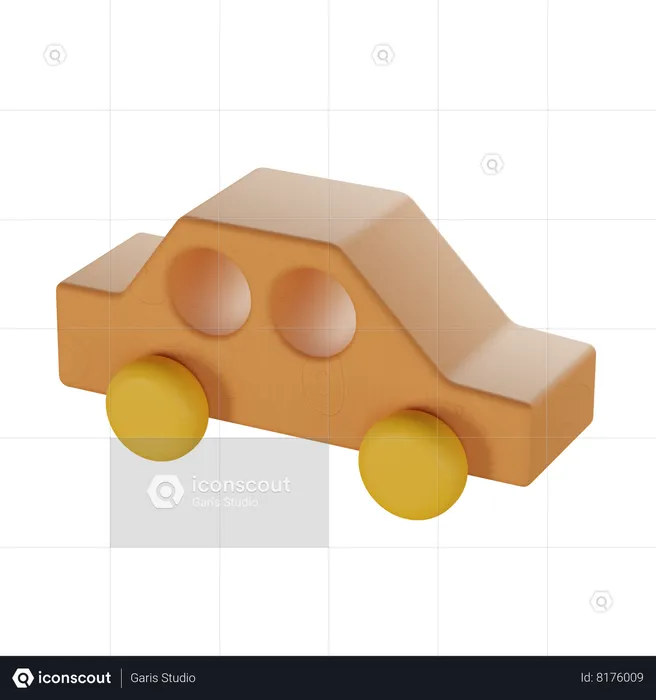 Coche de juguete de madera  3D Icon