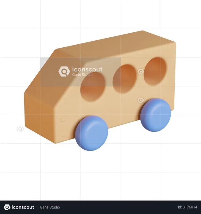 Coche de juguete de madera  3D Icon