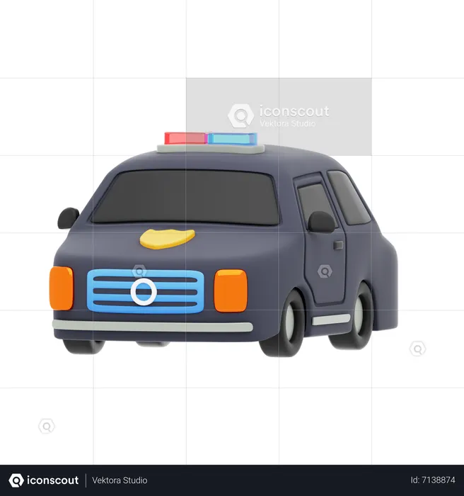Coche de policía negro  3D Icon