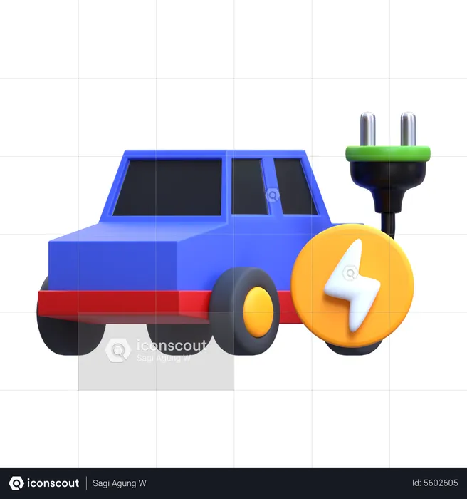 Coche eléctrico  3D Icon