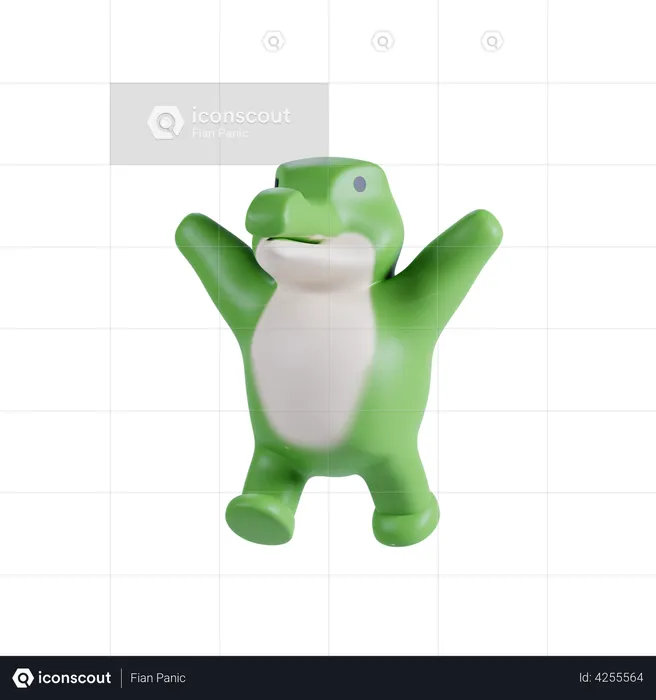 Cocodrilo agitando las manos  3D Illustration