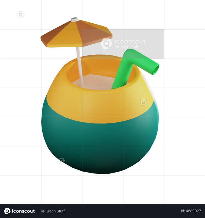 Coconut Drink  3D Illustration