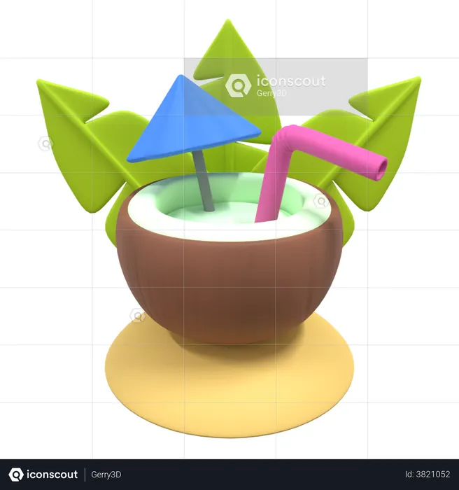 Coconut Drink  3D Illustration