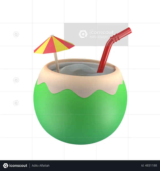 Coconut Drink  3D Illustration