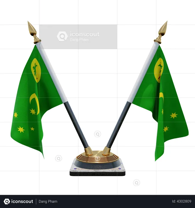 Cocos Keeling Islands Double Desk Flag Stand Flag 3D Flag