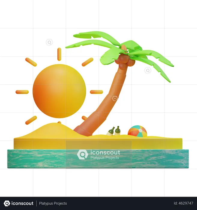 Árbol de coco  3D Illustration