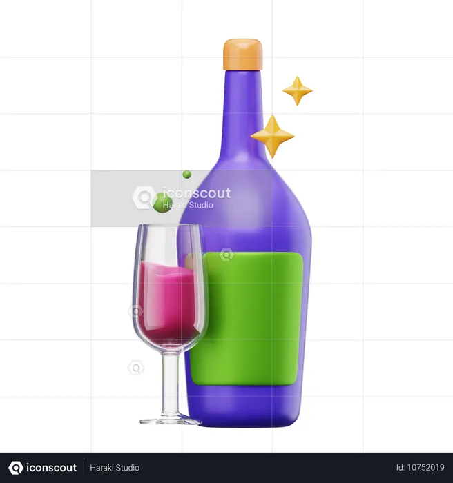 Coctel y botella  3D Icon