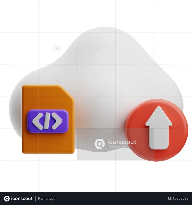 Code in die Cloud hochladen  3D Icon