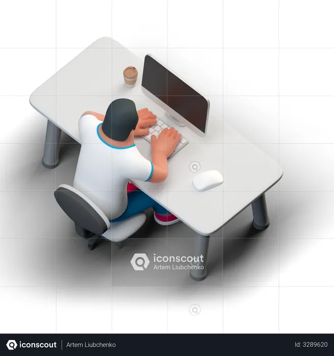 Coder desk  3D Illustration