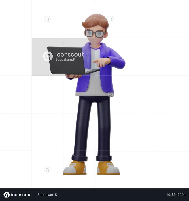 Coder Is Busy On Laptop  3D Icon