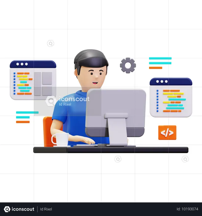 Coder Working On Website  3D Illustration