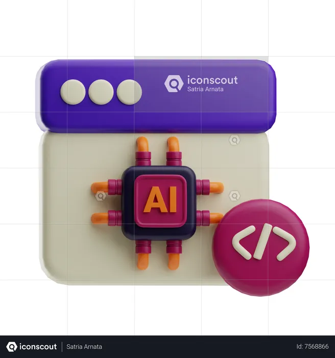 Codificación ia  3D Icon