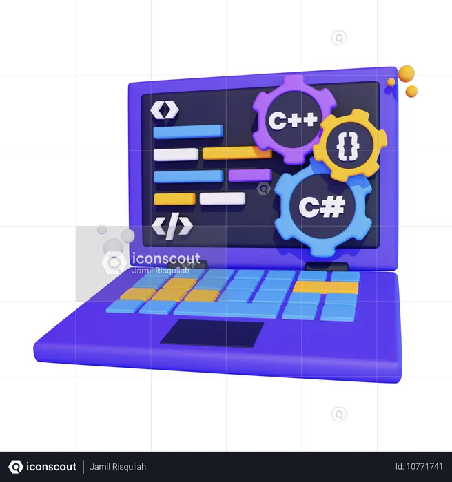 Codificación en una computadora portátil  3D Icon