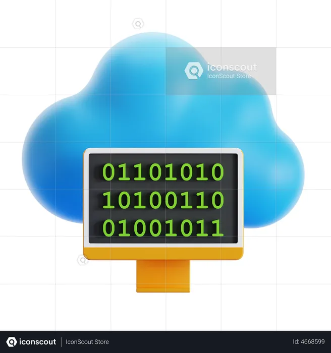 Código binario en la nube  3D Icon