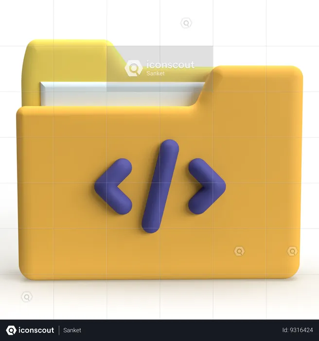 Coding Folder  3D Icon