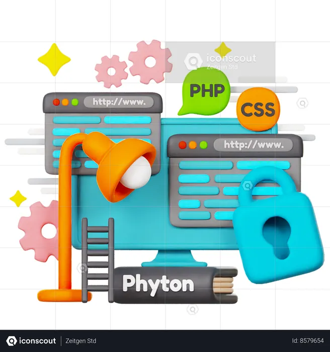 Coding Security  3D Illustration