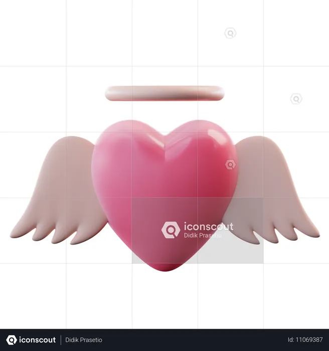 Ange coeur  3D Icon