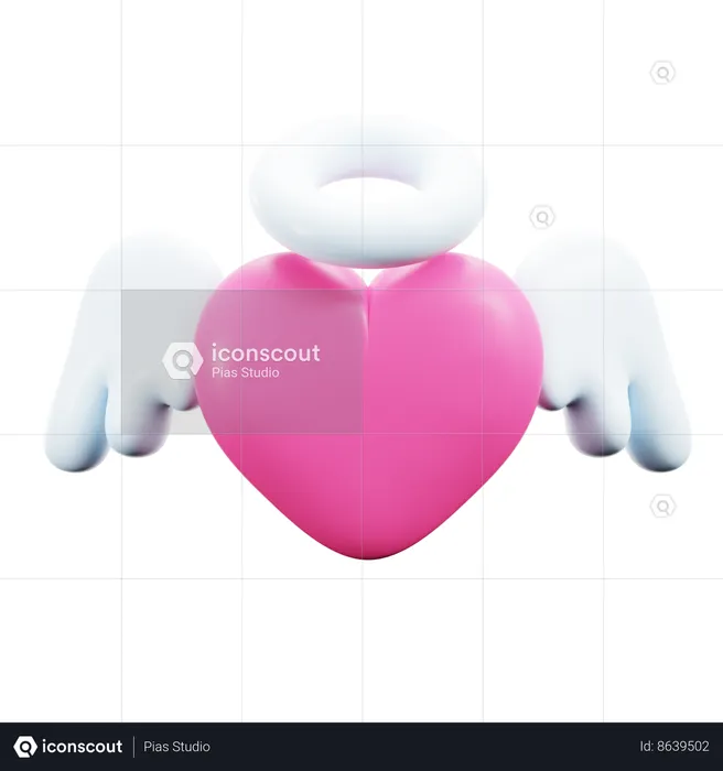 Coeur avec des ailes  3D Icon