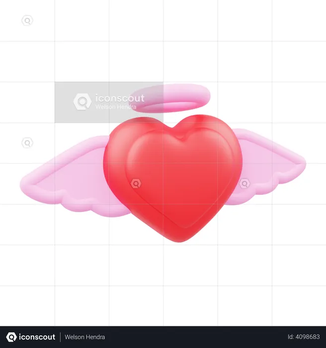 Coeur avec des ailes  3D Illustration