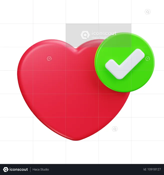 Coeur avec coche  3D Icon