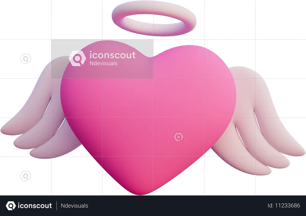 Coeur avec des ailes  3D Icon