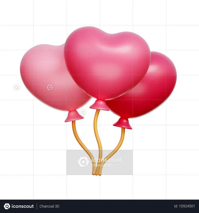 Ballons coeur  3D Icon