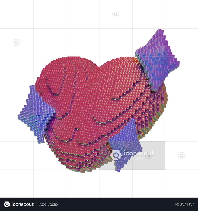 Coeur étincelant en forme de diamant  3D Icon