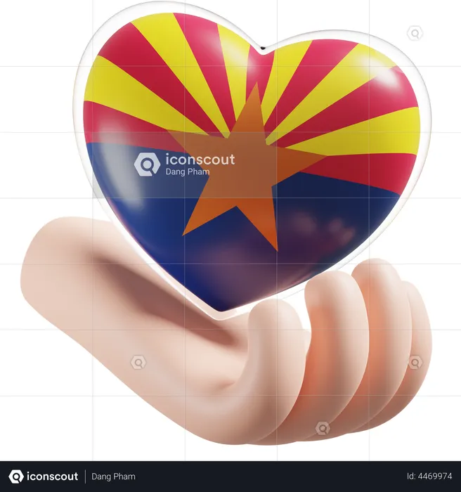 Coeur, Soins Mains, Drapeau, De, Arizona Flag 3D Icon