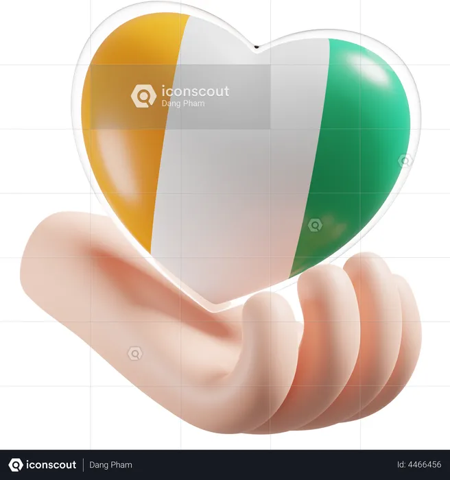 Coeur Soins Des Mains Drapeau De La Côte d'Ivoire Flag 3D Icon