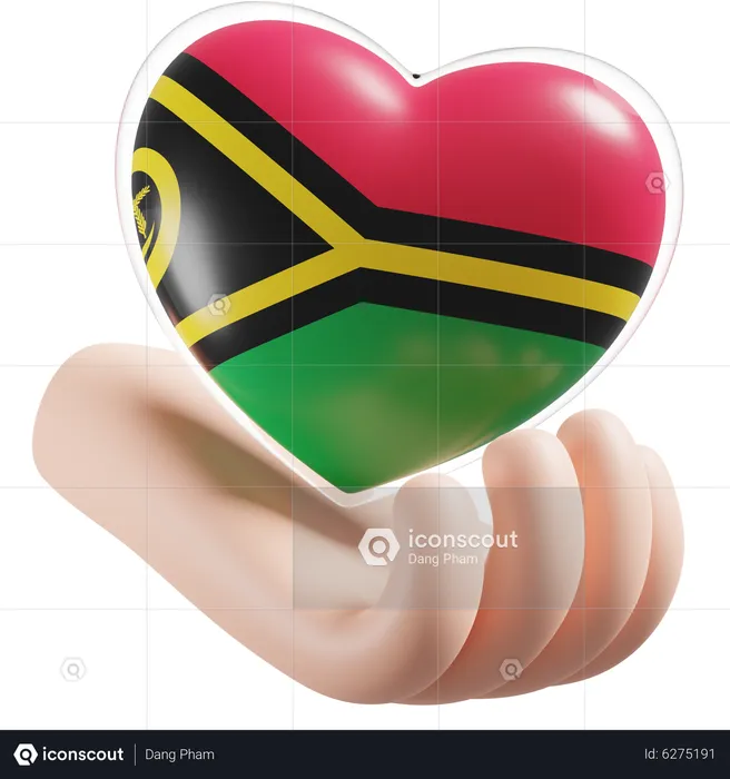 Coeur Soins Des Mains Drapeau De Vanuatu Flag 3D Icon