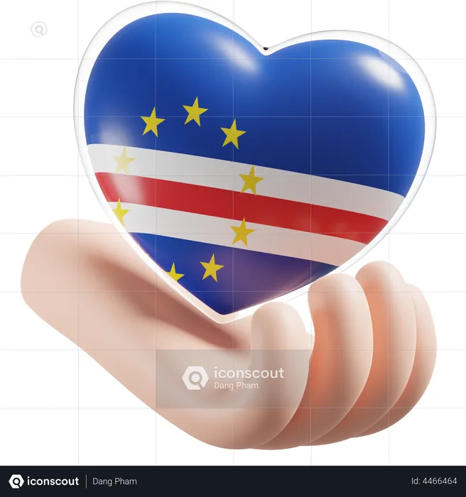 Coeur Soins Des Mains Drapeau Du Cap-Vert Flag 3D Icon