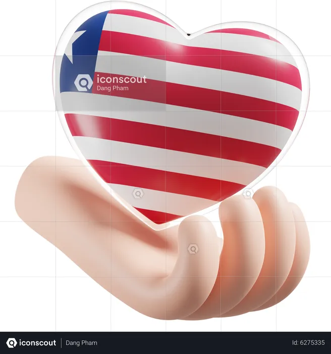 Coeur Soins Des Mains Drapeau Du Libéria Flag 3D Icon