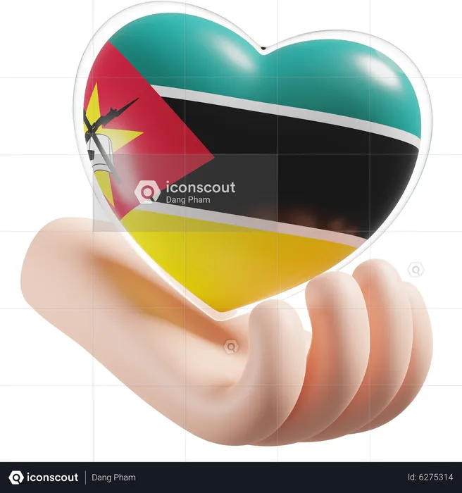 Coeur Soins Des Mains Drapeau Du Mozambique Flag 3D Icon