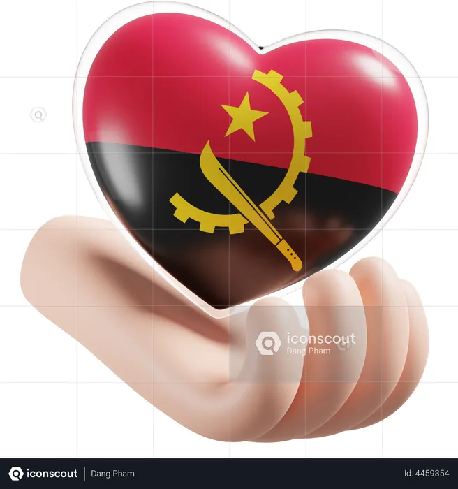 Coeur soins des mains drapeau de l'angola Flag 3D Icon