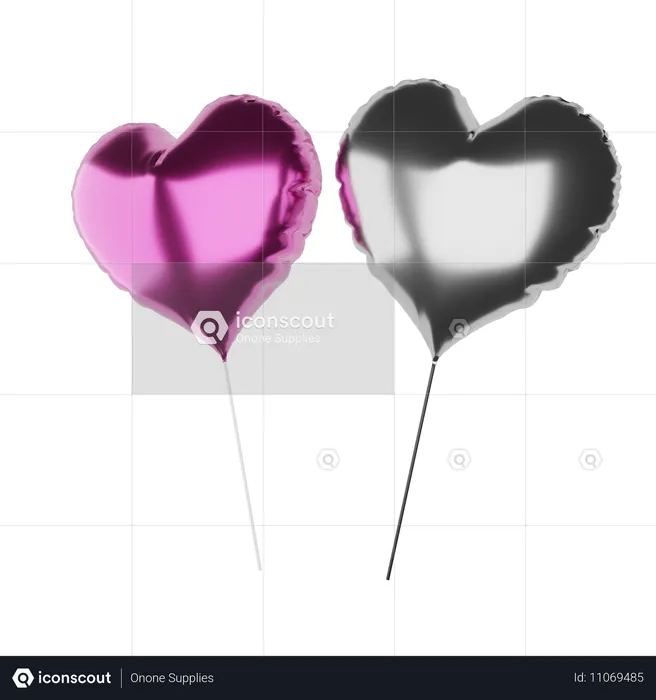 Ballon coeurs  3D Icon