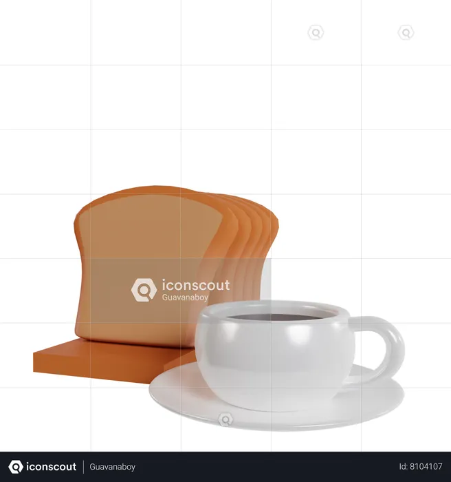 Coffee And Bread  3D Icon