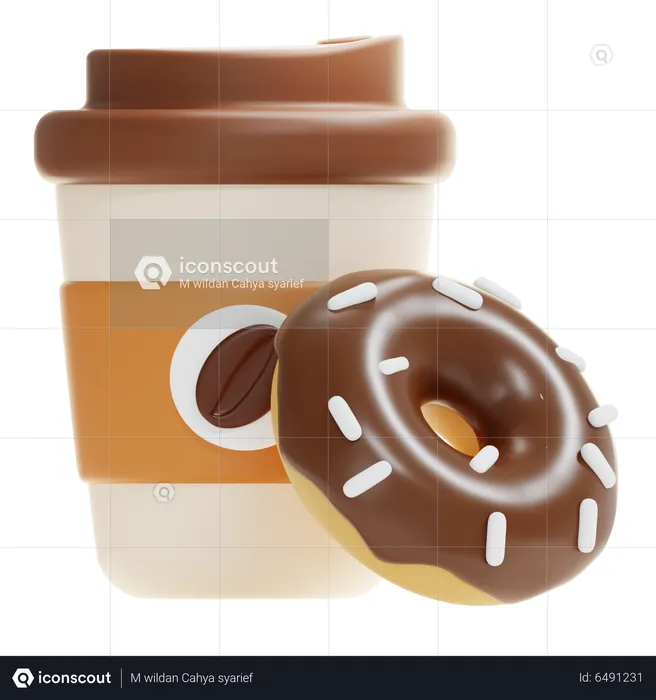 Coffee And Donuts  3D Icon