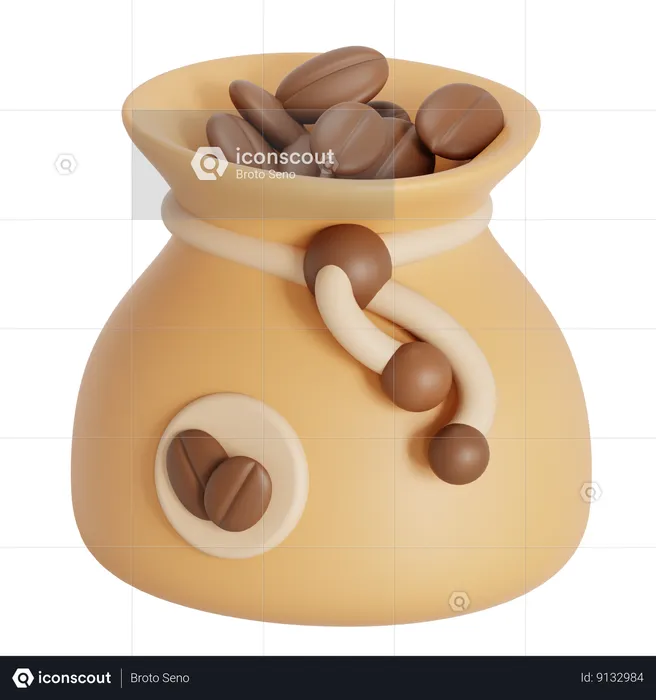 Coffee bean bag  3D Icon
