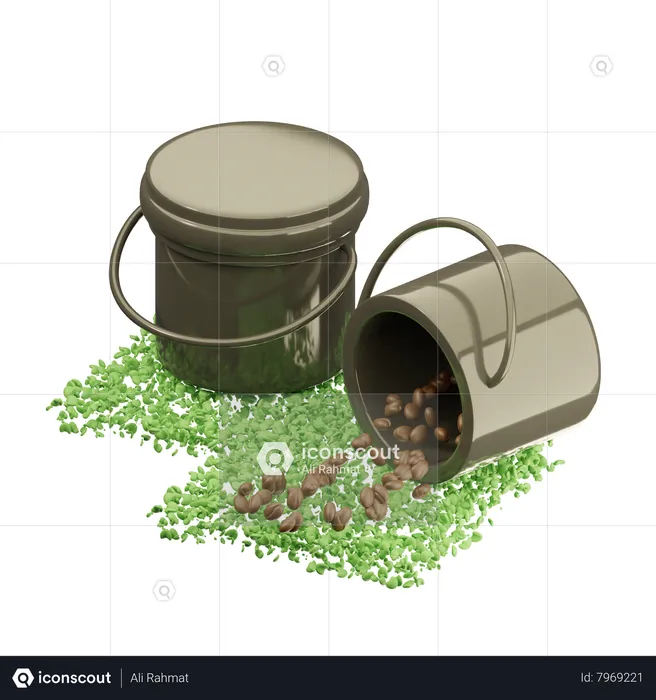 Coffee Beans Bucket  3D Icon