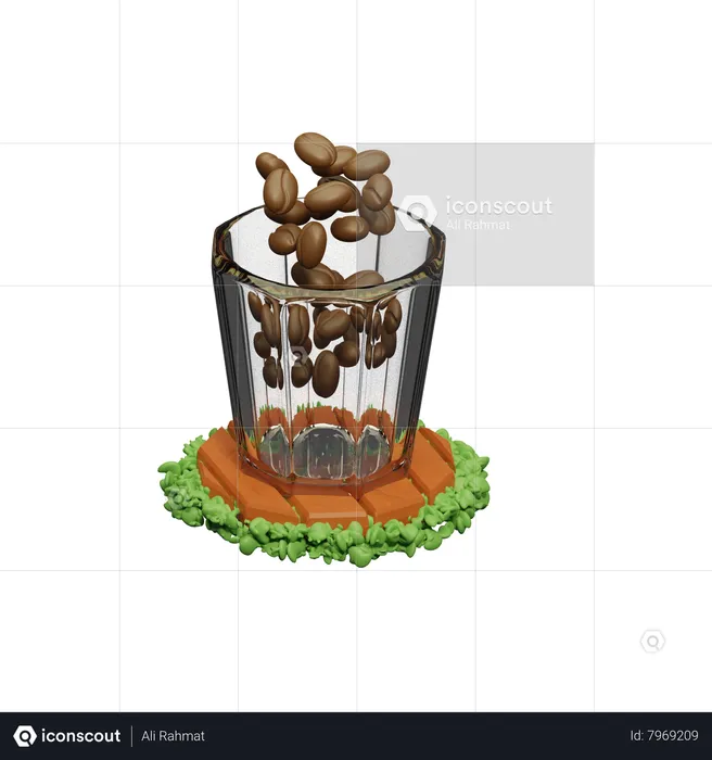 Coffee Beans Glass  3D Icon