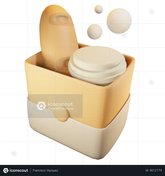 Coffee Cup And Baguette  3D Illustration
