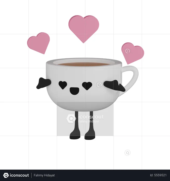 Coffee Cup Character  3D Icon