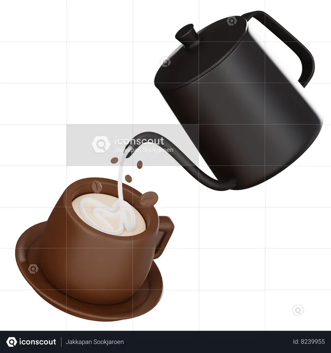 Coffee Latte Art  3D Icon