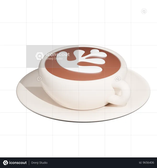 Coffee Latte Art  3D Icon