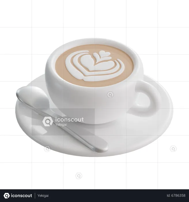Coffee Latte Art  3D Icon