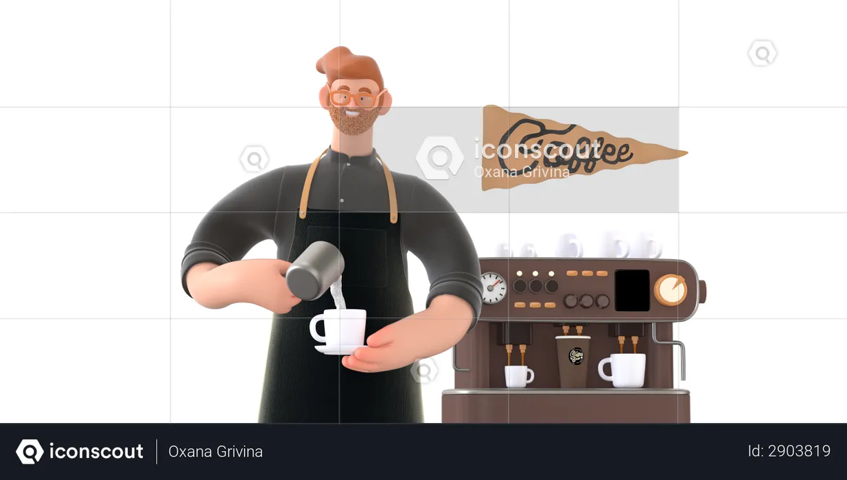 Coffee maker making coffee  3D Illustration